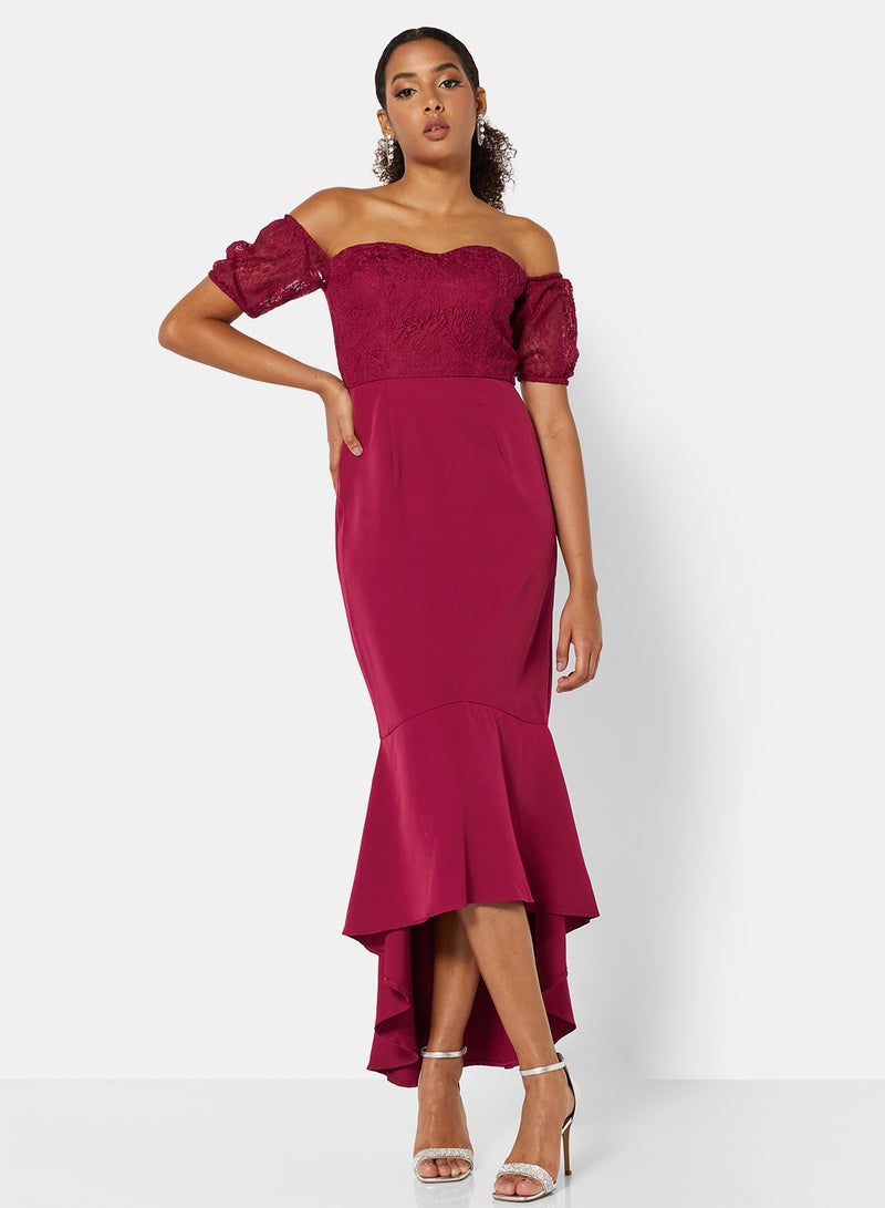 Petite Suzy  Peplum Hem Dress Berry