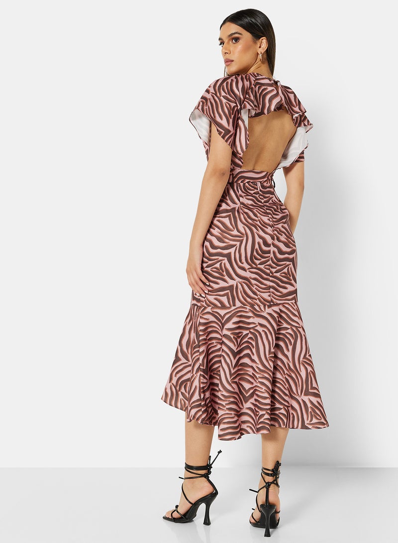 Petite Amber Printed Dress Pink