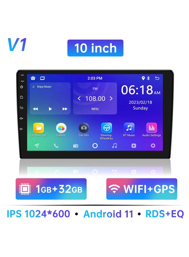Car Audio Multimedia Player, Android Double Din Car Stereo,  10 Inch HD Touch Screen Car Radio Audio System With GPS Navigation for Hyundai Nissan Toyota Kia, (10Inch 1 32G )