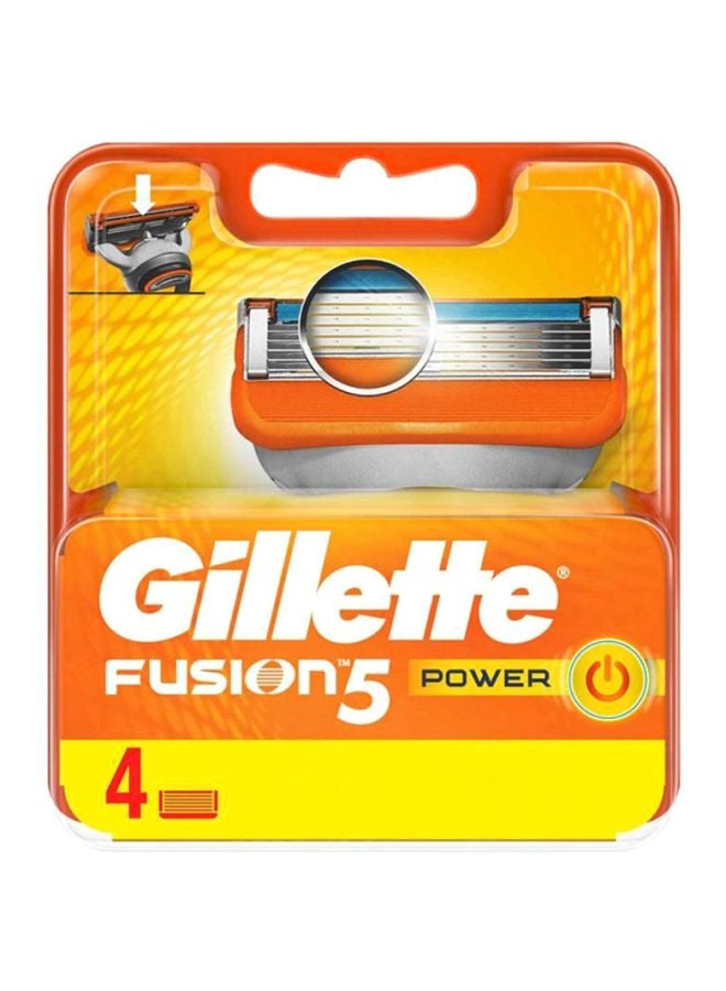 4-Piece Fusion5 Power Razor Blades Orange/Silver