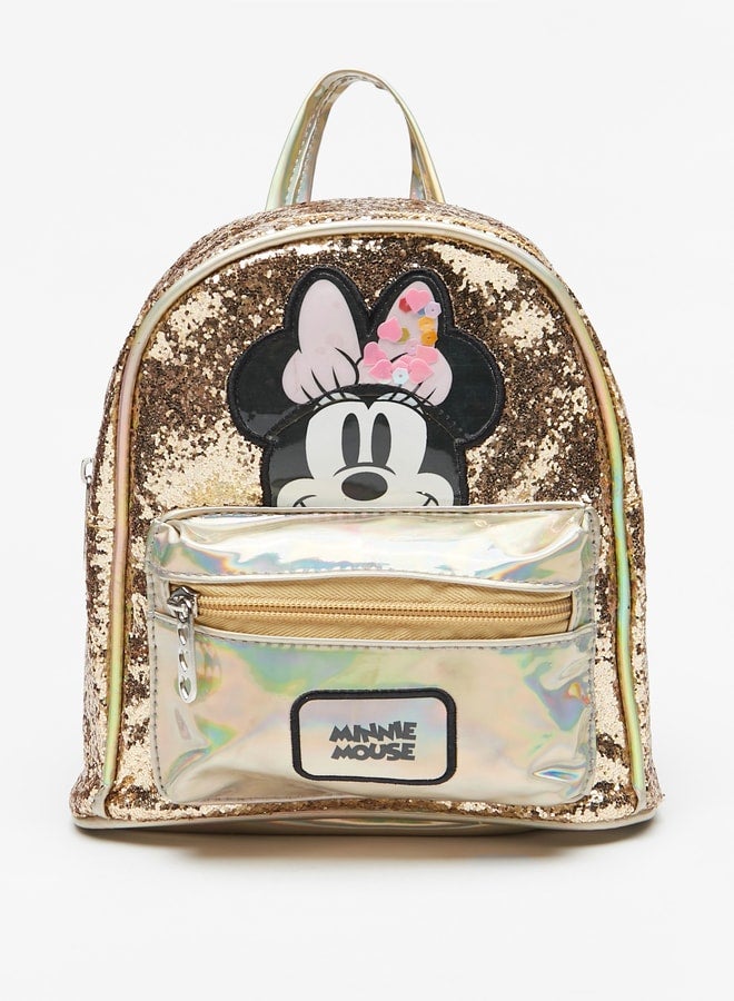 Girls Minnie Mouse Applique Backpack with Adjustable Strap and Zip Closure Ramadan Collection