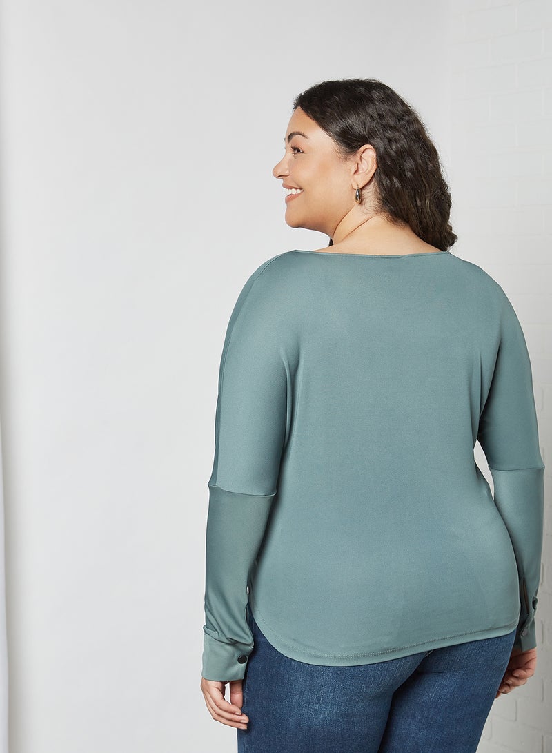 Plus Size Wrap T-Shirt Moss