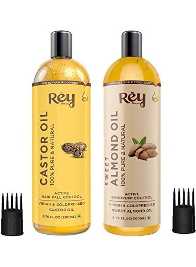 2-Piece Cold Pressed Castor and Sweet Almond Oil Black 200ml