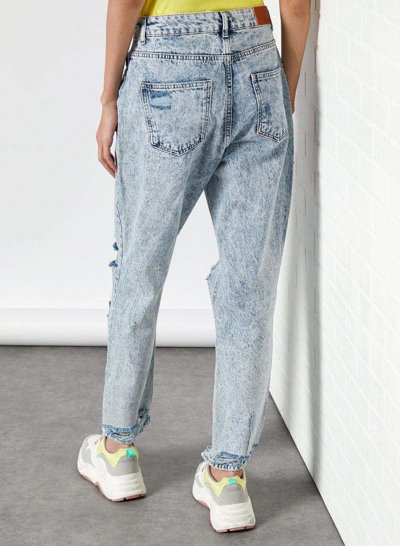 Isabel Ankle Mom Jeans Light Blue Denim