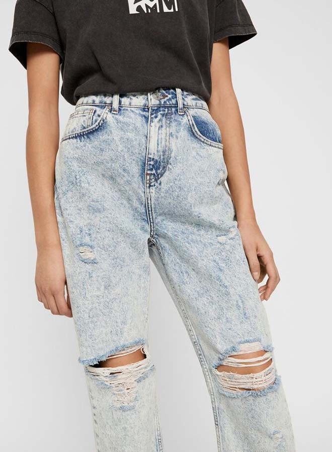 Isabel Ankle Mom Jeans Light Blue Denim