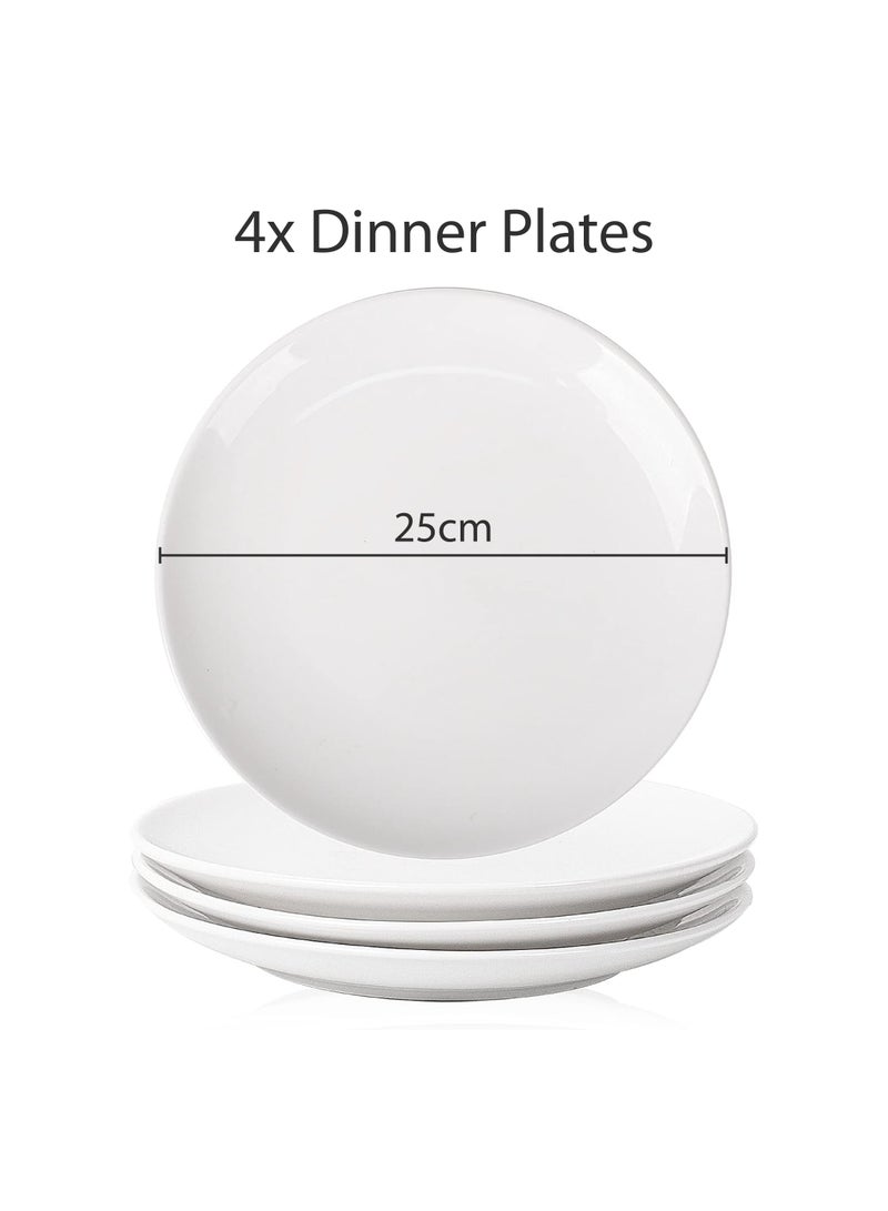 Dinner Set 12 PC SET Durable Tempered Opal Glass Dinner Set 4x Dinner Plate 4x Dinner Bowl 4x Soup Bowl NAM12