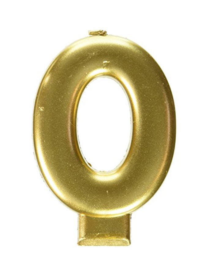 Number 0 Metallic Birthday Candle Gold 3.8X8.8X3.7inch