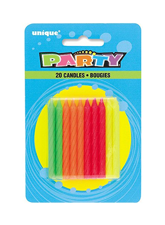 Neon Birthday Candles, 20Ct