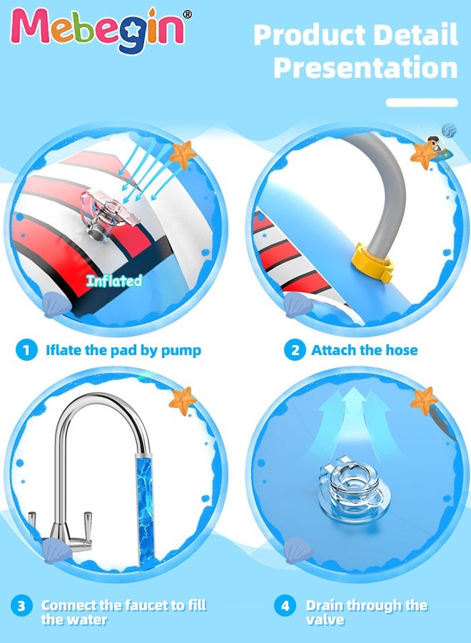 180*100*54cm Kiddie Pool, Splash Pad, Swimming Pool for Kids, Aieplane Shape Sprinkler Play Mat, Portable Wading Pool, Made of Leading Safe and Eco-friendly Material, Easy to Set up and Storage, Suitable for Backyard, Garden, Beach and Summer Party