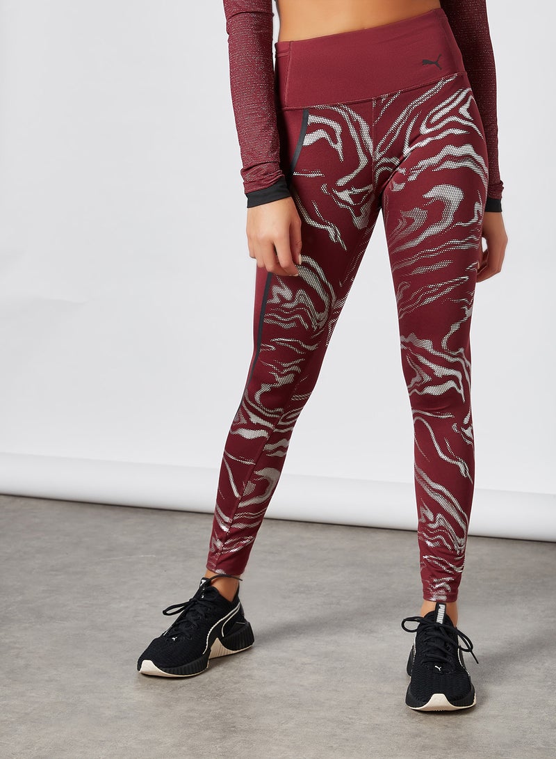 Brave Shine Training Tights Burgundy/SIlver