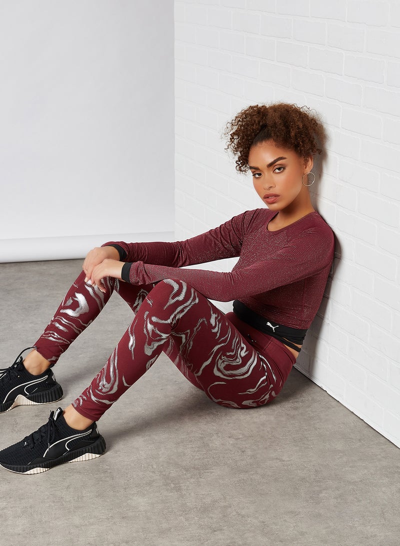 Brave Shine Training Tights Burgundy/SIlver