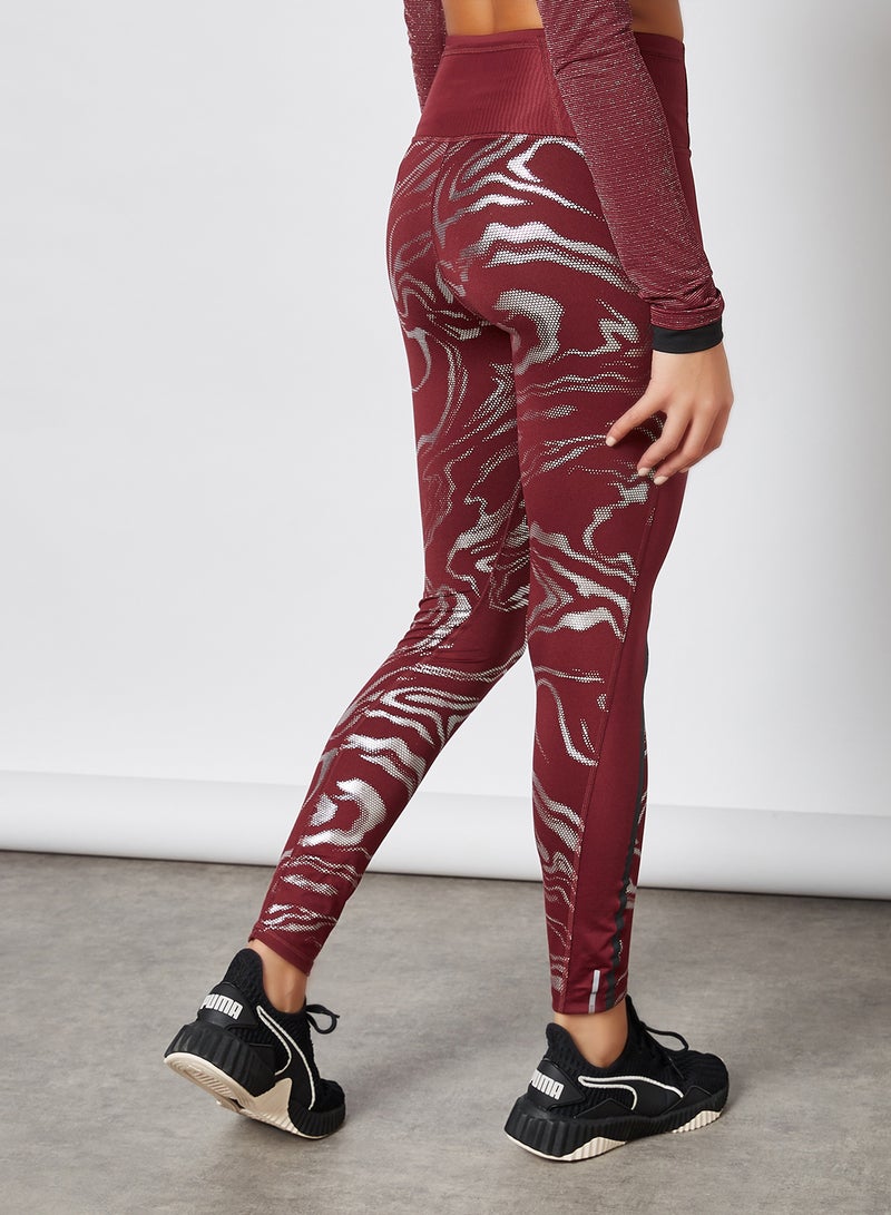 Brave Shine Training Tights Burgundy/SIlver