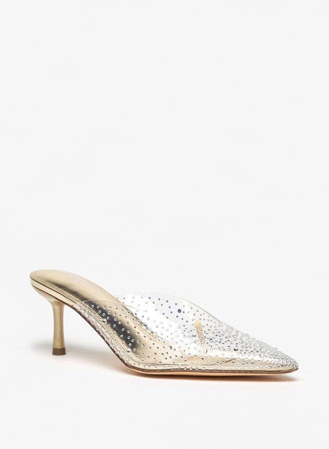 Women's Embellished Slip-On Mules with Stiletto Heels Ramadan Collection