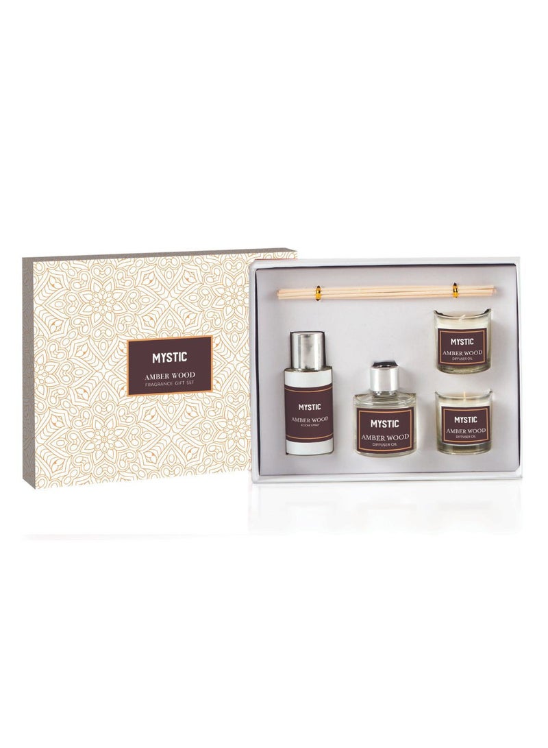 Yubiso Fragrance Gift Set - 50ml Reed with 6pcs Natural Reed Diffuser and 70gm Glass Candle