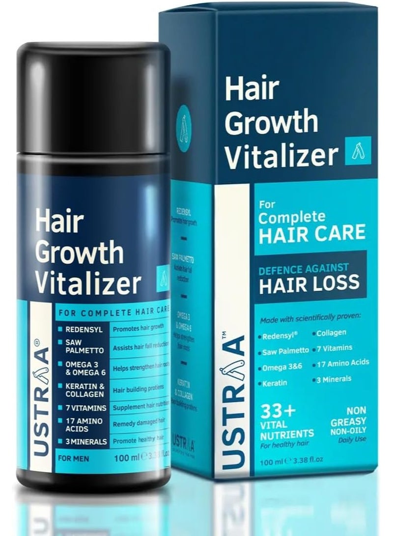 USTRAA Hair Growth Vitalizer 100ml  Boosts hair growth Prevents hair fall- Hair Oil With Redensyl, Saw Palmetto, Wheatgerm & Jojoba Oil No Sulphates No Parabens, No Silicone No Mineral Oil