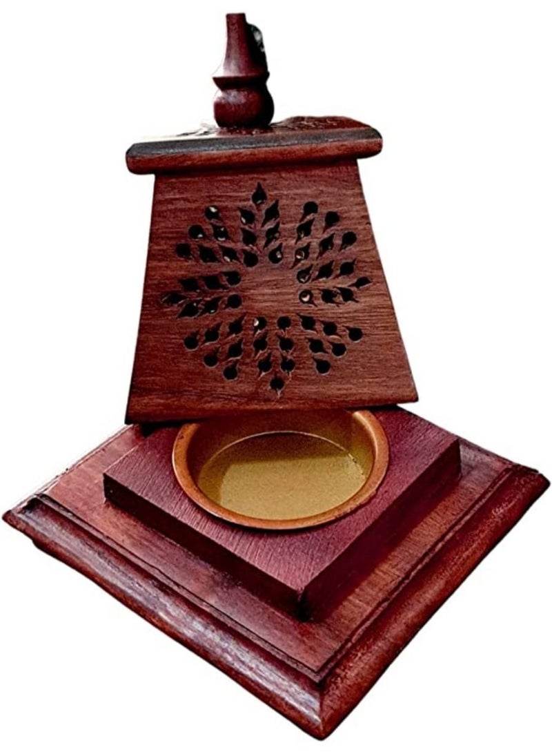 Wooden spice container with Kashmiri carving for home and restaurants