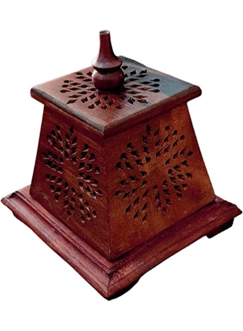 Wooden spice container with Kashmiri carving for home and restaurants