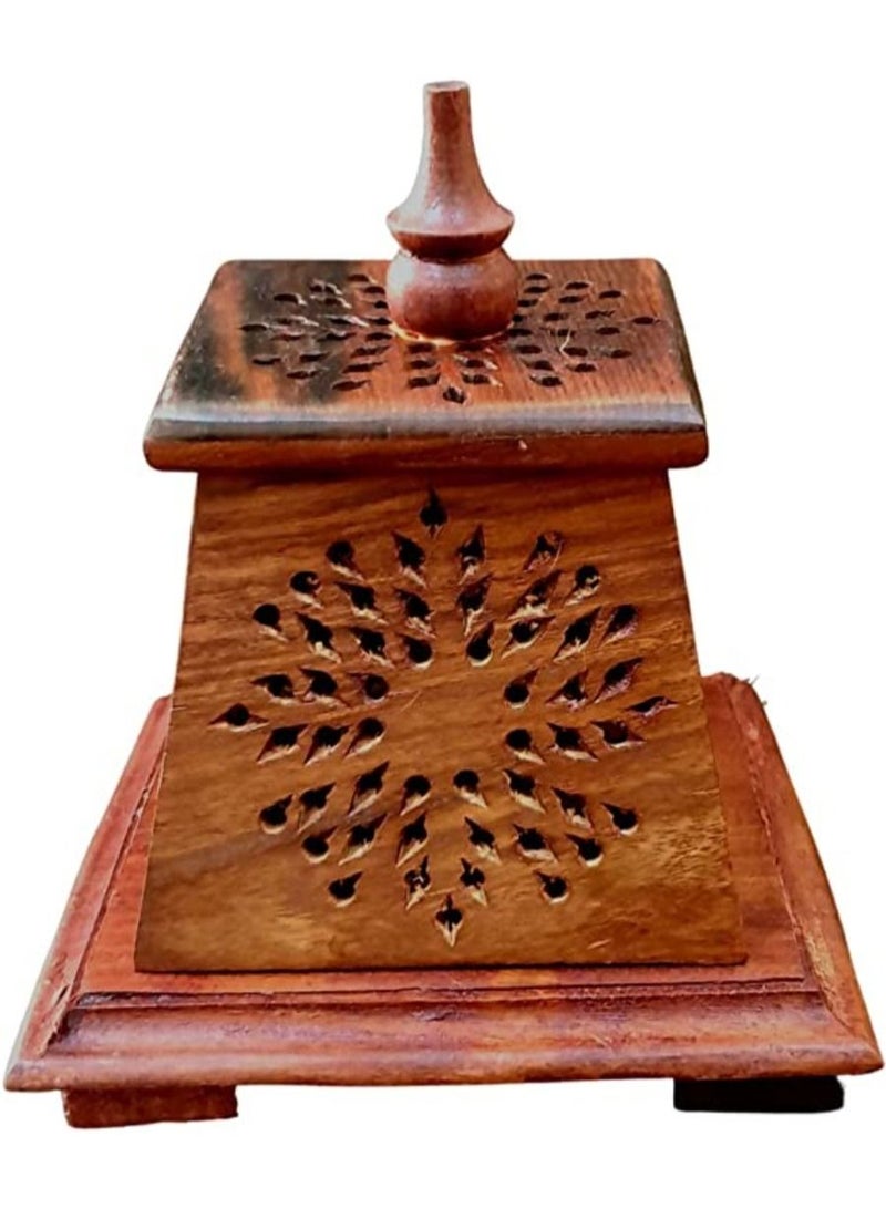 Wooden spice container with Kashmiri carving for home and restaurants