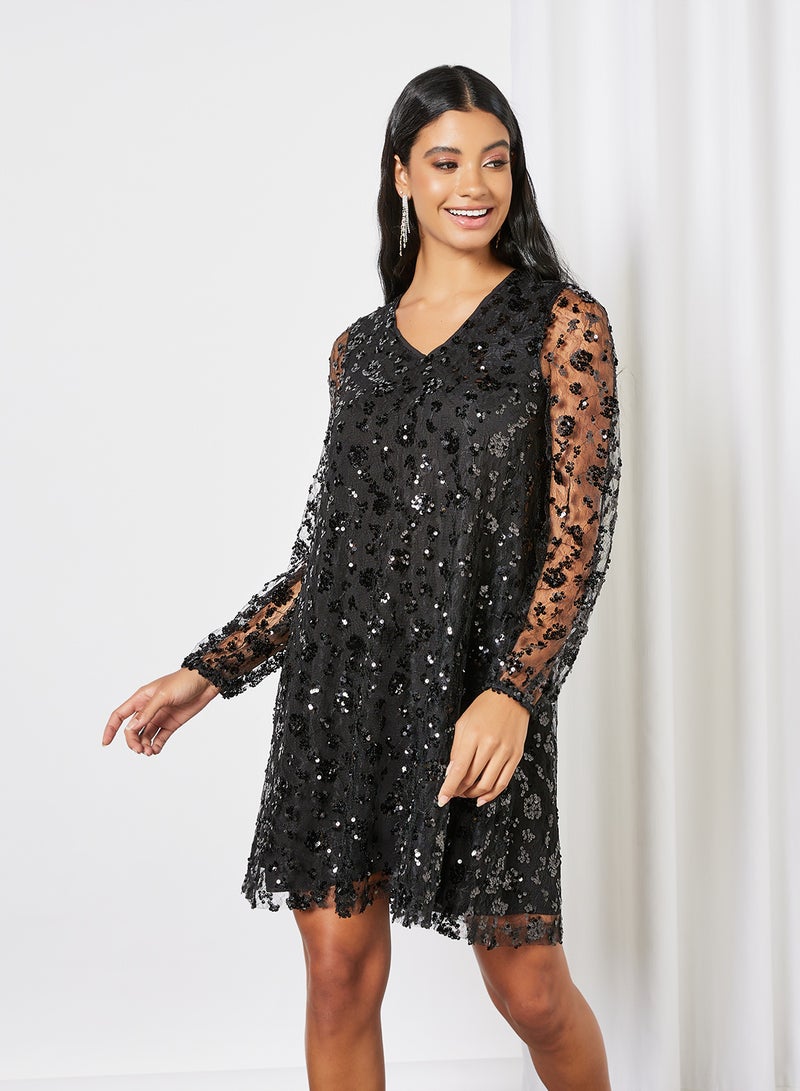 Sequin Mini Dress Black