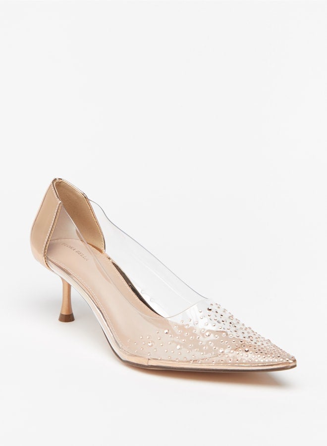 Women's Embellished Slip-On Pumps with Flared Heels Ramadan Collection