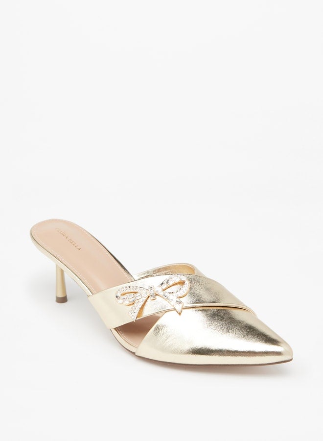 Women's Embellished Slip-on Pumps with Flared Heels Ramadan Collection