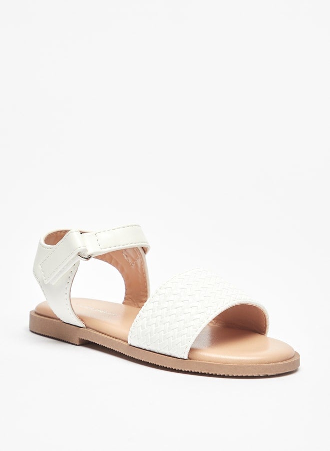 Girls Weave Textured Sandals with Hook and Loop Closure