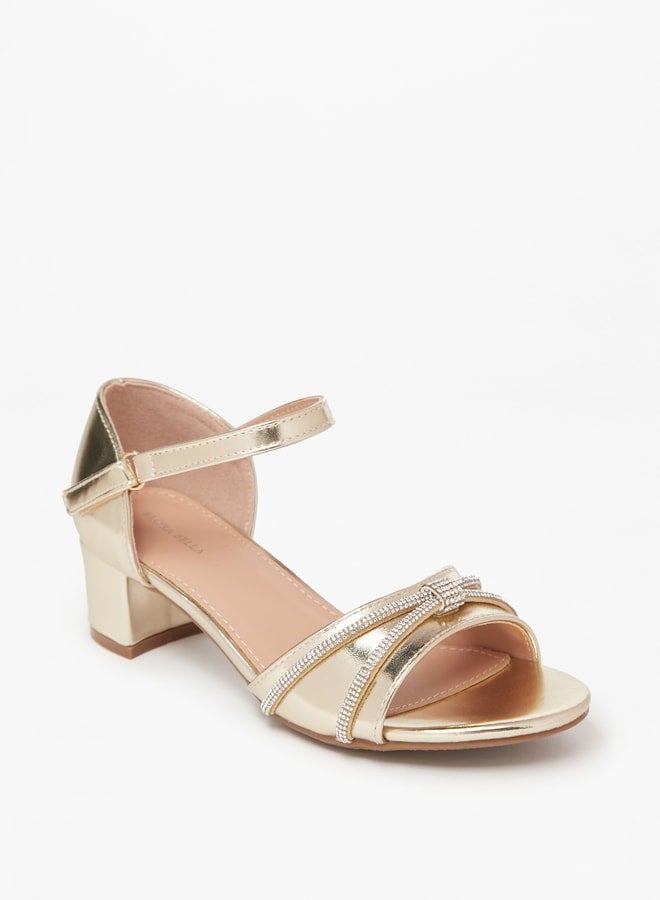 Girls'S Embellished Sandal With Buckle Closure And Block Heel