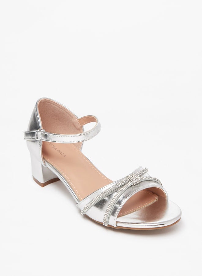 Girl's Embellished Sandal With Buckle Closure And Block Heel Ramadan Collection