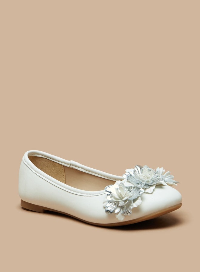 Girls'S Applique Detail Slip-On Round Toe Ballerina Shoes