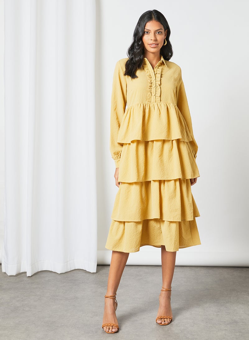 Layered Ruffle Dress Yellow