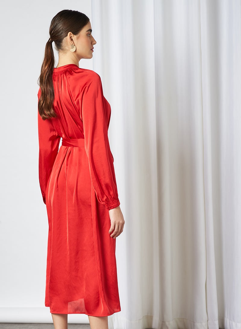 Belted Dress True Red