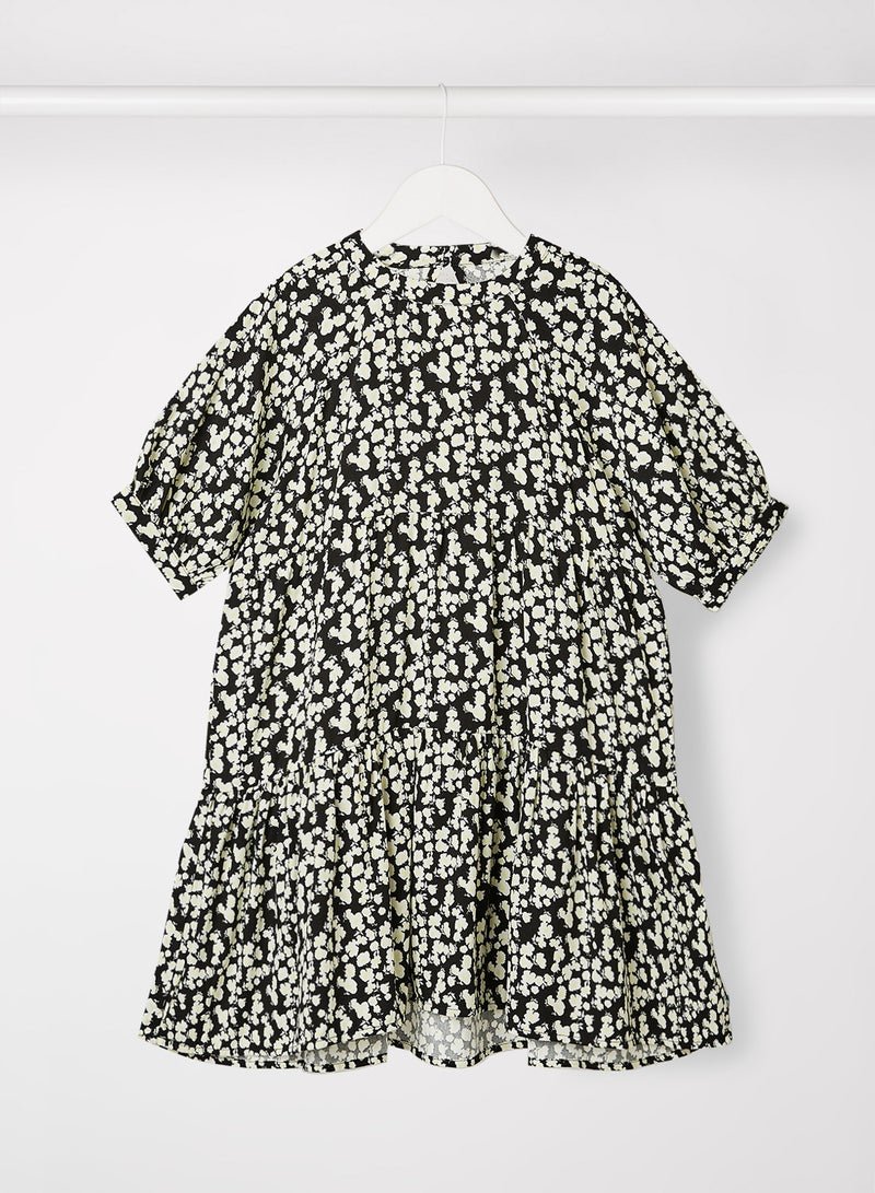 Kids/Teen Floral Print Dress Black