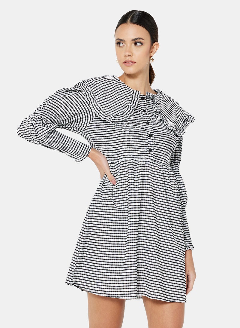 Tile Check Mini Dress Black/White