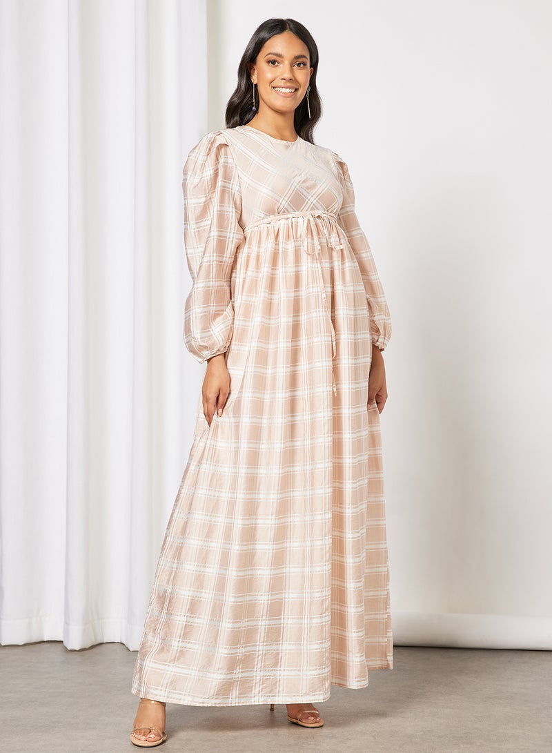 Envelop Check Maxi Dress Pale Pink