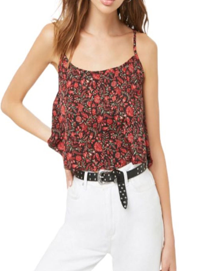 Floral Print Top Red