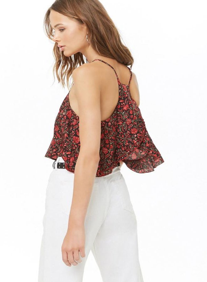 Floral Print Top Red