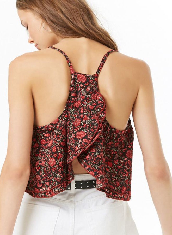 Floral Print Top Red