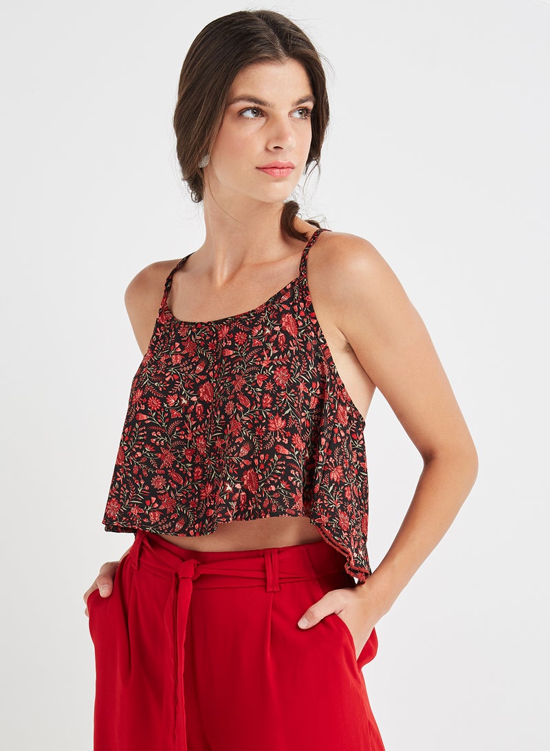 Floral Print Top Red