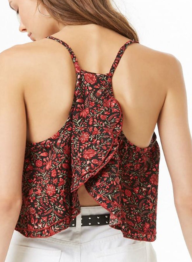 Floral Print Top Red