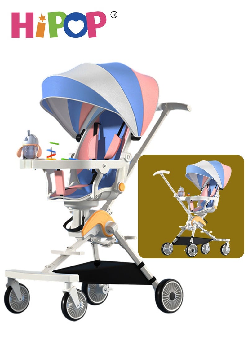 2 In 1 Strollers for Infant and Kids,with Rotating Seat and Food Tray,Sturdy and Lightweight Design,One Step Folding Baby Stroller
