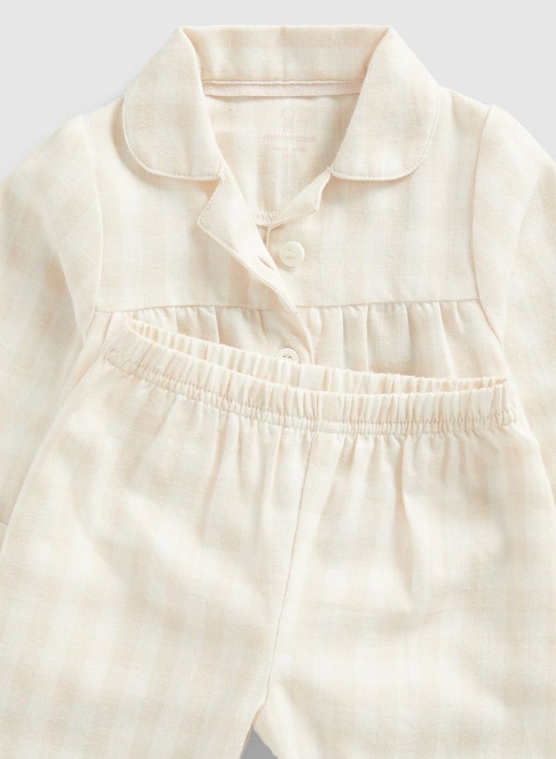 Pink Check Woven Baby Pyjamas