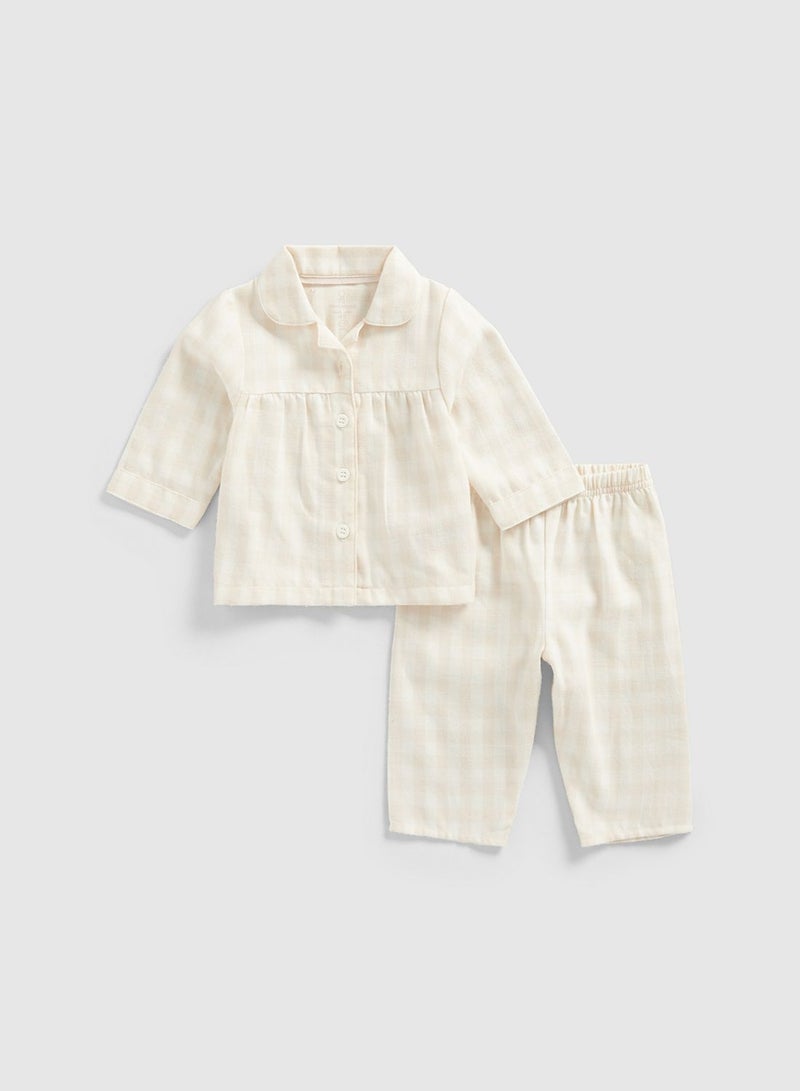 Pink Check Woven Baby Pyjamas