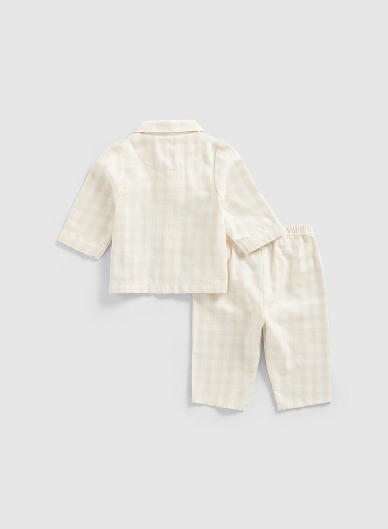 Pink Check Woven Baby Pyjamas