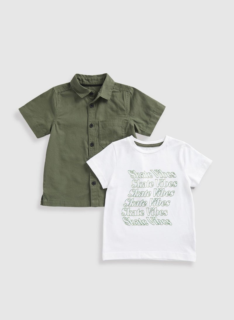 Kids Printd Shirt & T-Shirt Set