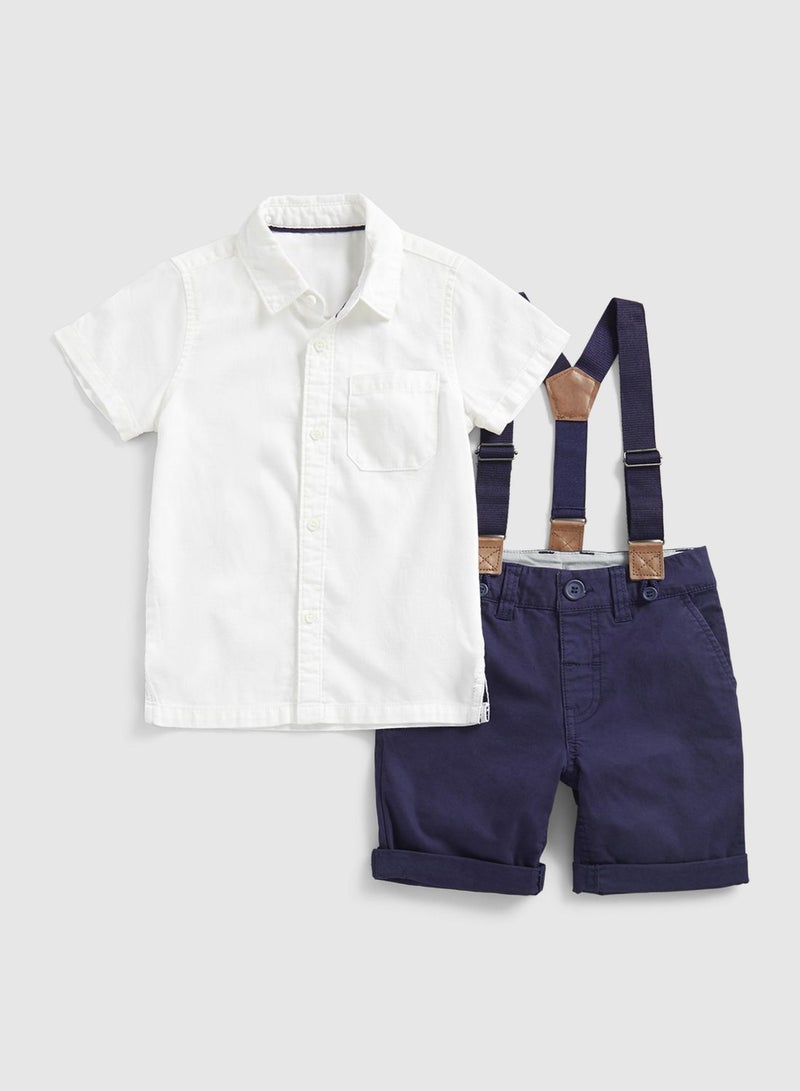 Infant Essential Shirt With Shorts & Braces Set