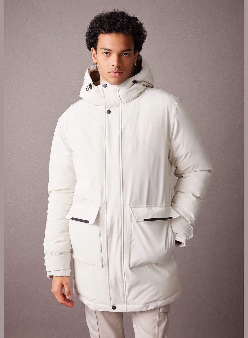 Man Water-Repellent Coat Slim Fit Hooded