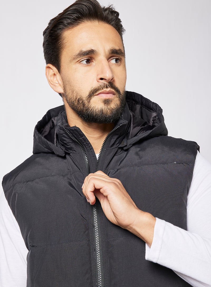 Puffer Hoodie Gilet Dark Grey