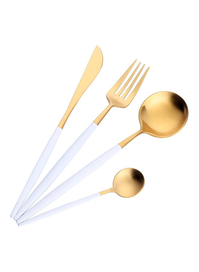 4-Piece Titanium Cutlery Set White/Gold 22x21x12.8x21centimeter