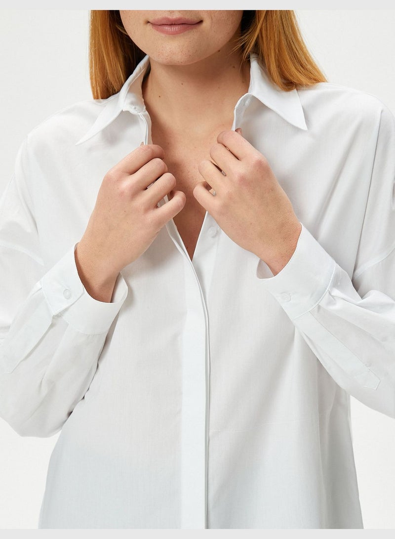 Classic Neck Buttoned Long Sleeve Shirt