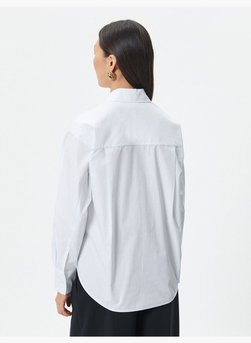 Cotton Buttoned Long Sleeve Basic Shirt